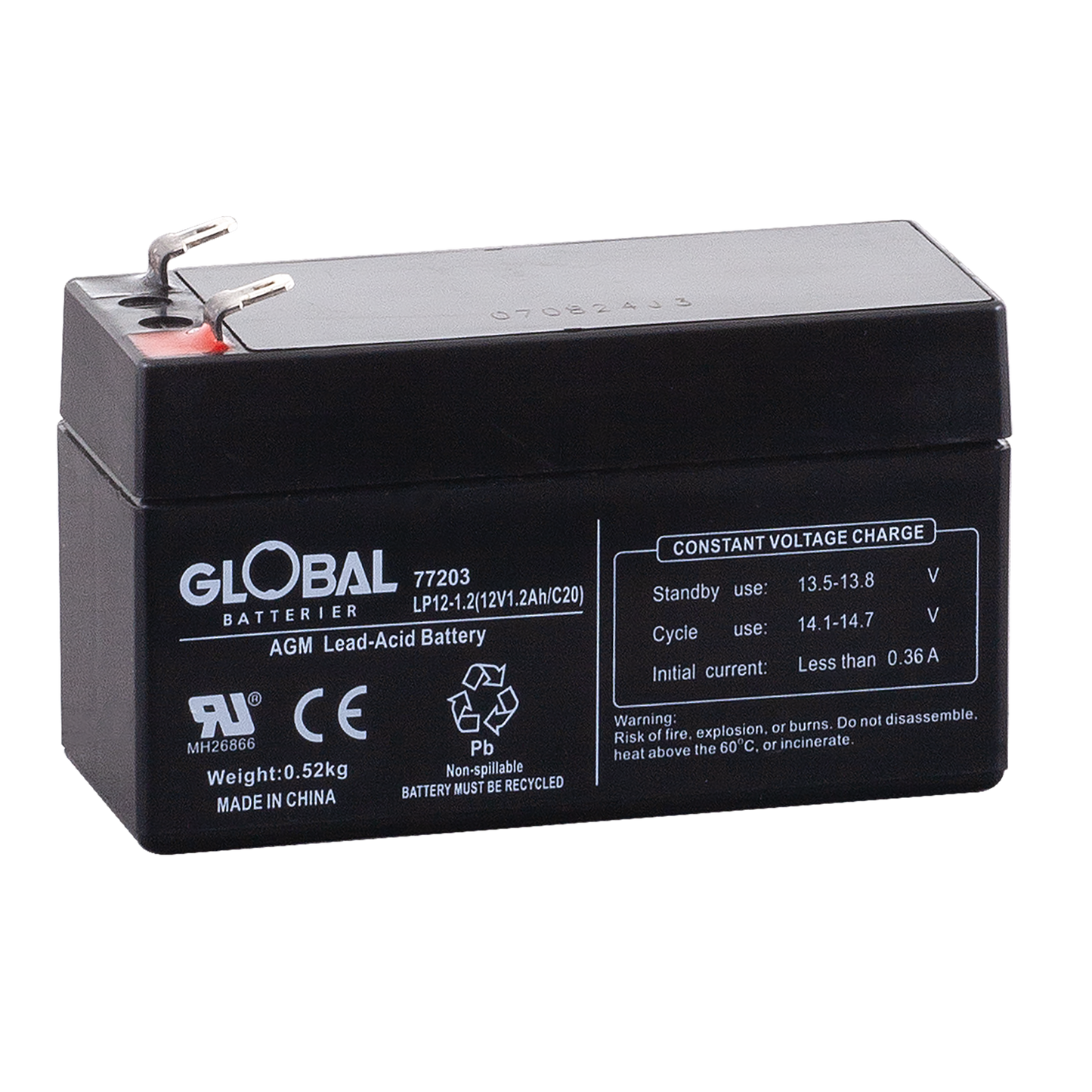 GLOBAL LP12-1.2 F1 AGM Batteri 1,3Ah