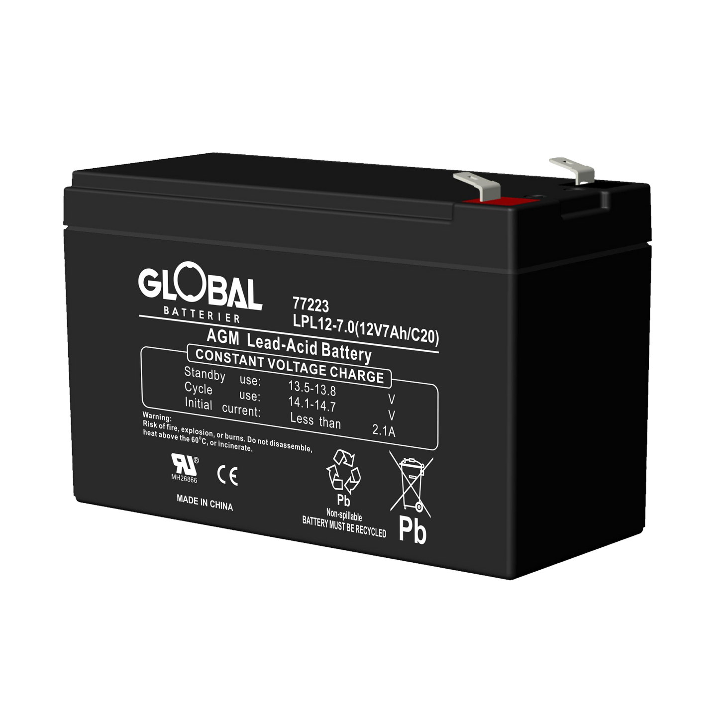GLOBAL LPL12-7.0 F2 AGM Batteri 7Ah