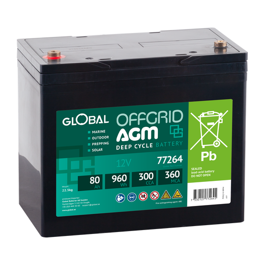 GLOBAL OFFGRID 80-12 AGM Batteri 80Ah