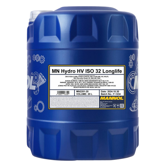 Hydralolja Mannol Hydro HV ISO 32 Longlife, 20 Liter