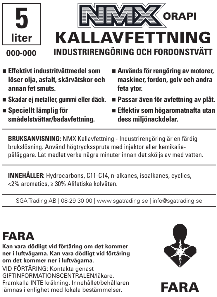 Kallavfettning & tjärlösare ORAPI NMX Kallavfettning