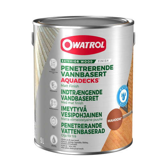 Owatrol Aquadecks Träolja Mahogny, 5 liter