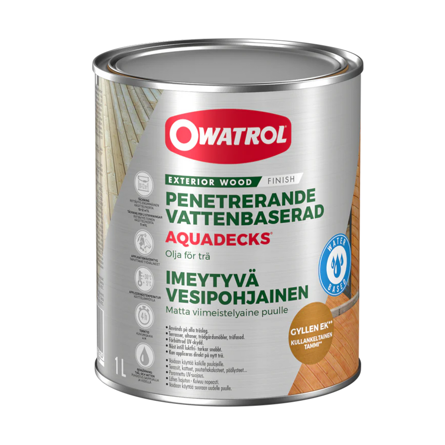 Träolja Owatrol Aquadecks Gyllene ek, 1 liter