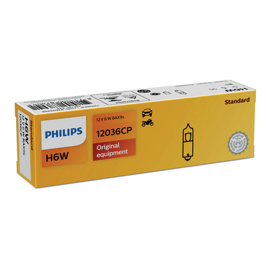 Blinkerslampa Philips H6W, 12V 6W BAX9s