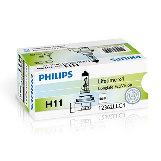 Glödlampa, Fjärrstrålkastare Philips LongLife EcoVision H11, 12V 55W PGJ19-2