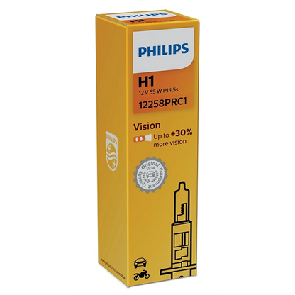 Glödlampa, Fjärrstrålkastare Philips Vision H1, 12V 55W P14,5s