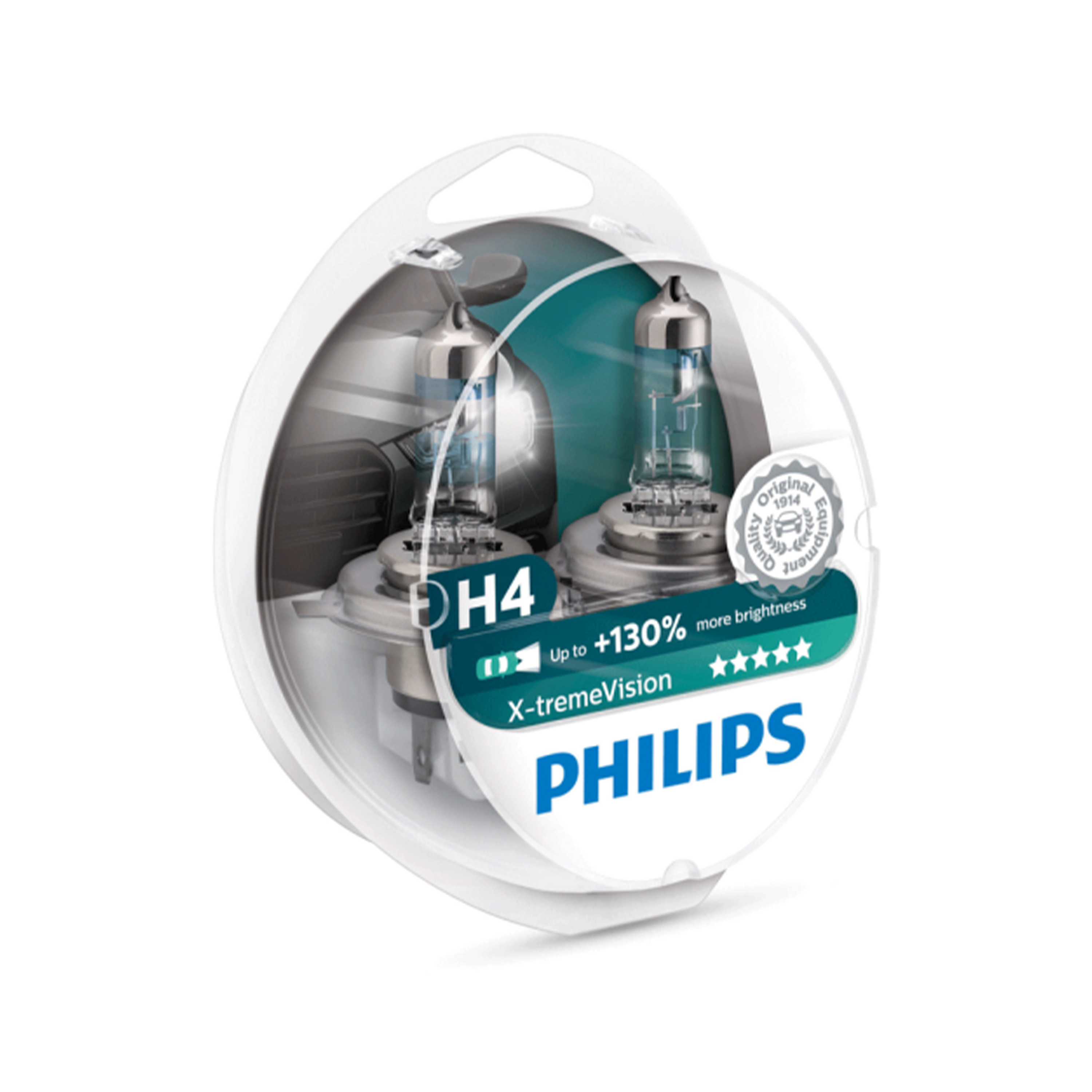 Huvudstrålkastarelampor Philips X-tremeVision H4, 12V 60/55W P43t-38, 2-pack
