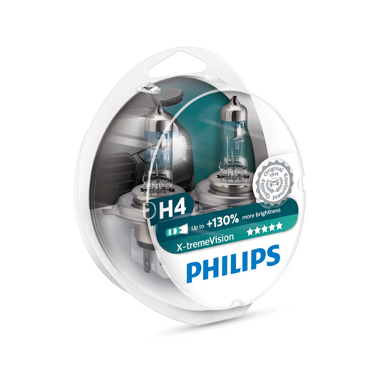 Huvudstrålkastarelampor Philips X-tremeVision H4, 12V 60/55W P43t-38, 2-pack