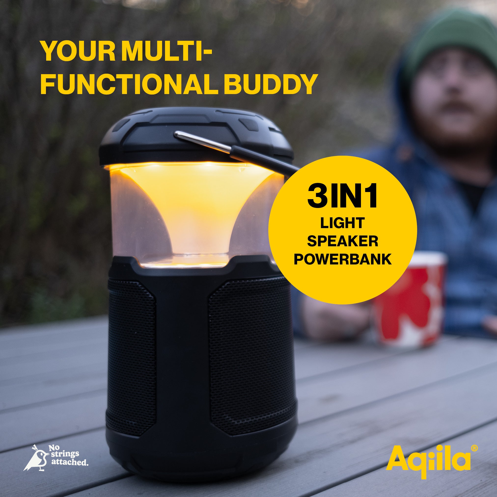 Aqiila Soundbird B10 Dimbar LED-lampa med högtalare 10 000 mAh svart
