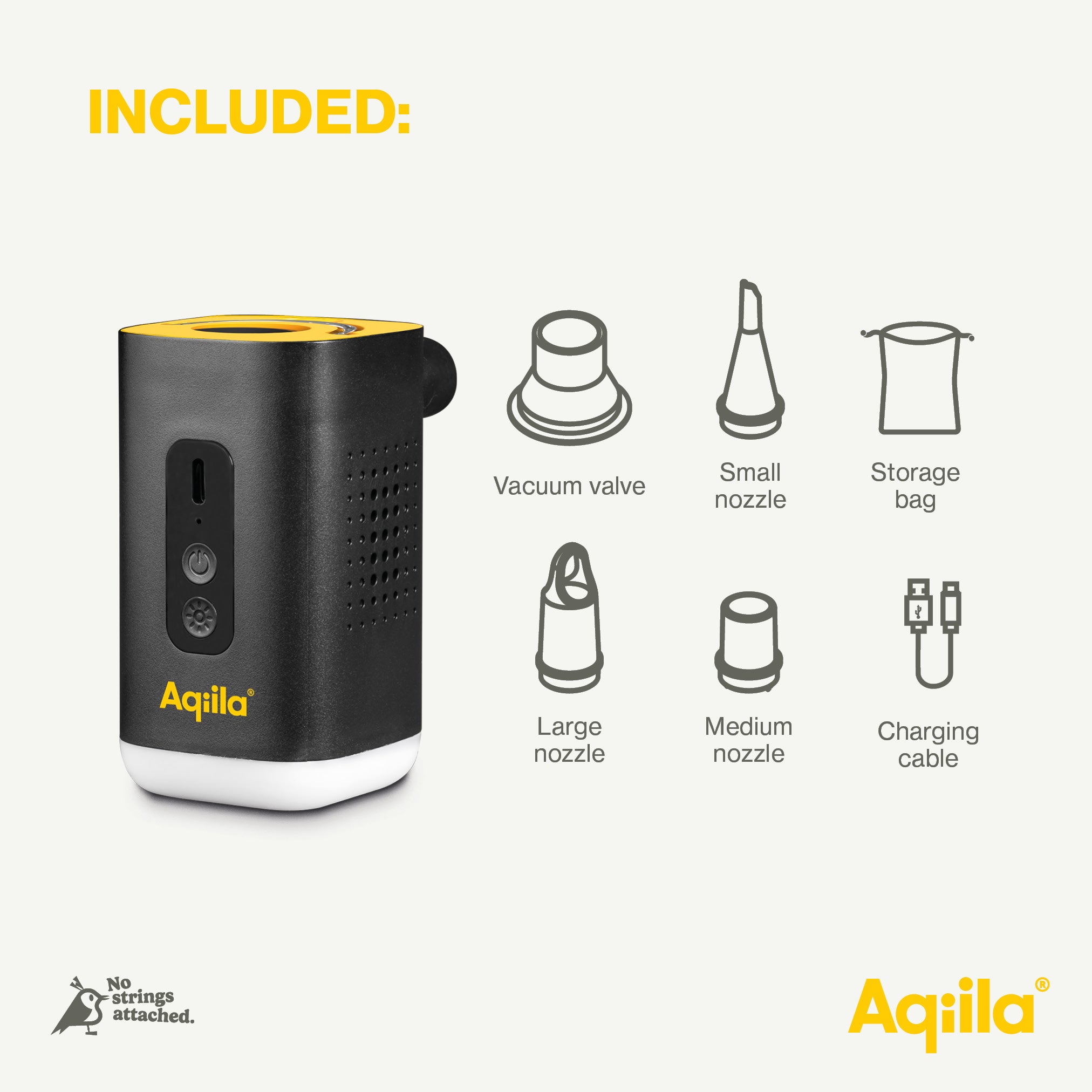 Aqiila Airbird C2 luftpump 2 400 mAh svart