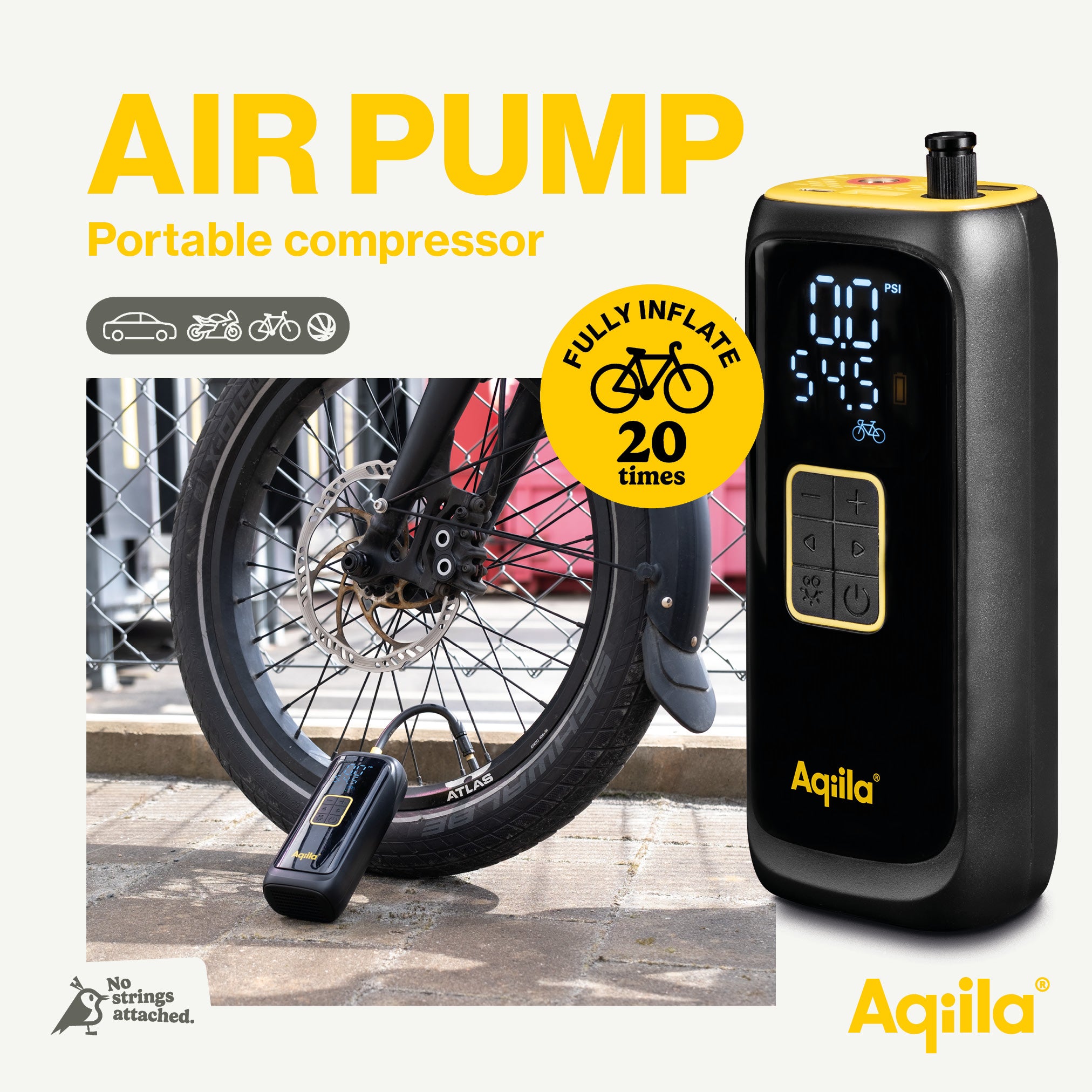 Aqiila Airbird C4 portabel kompressor 4 000 mAh svart