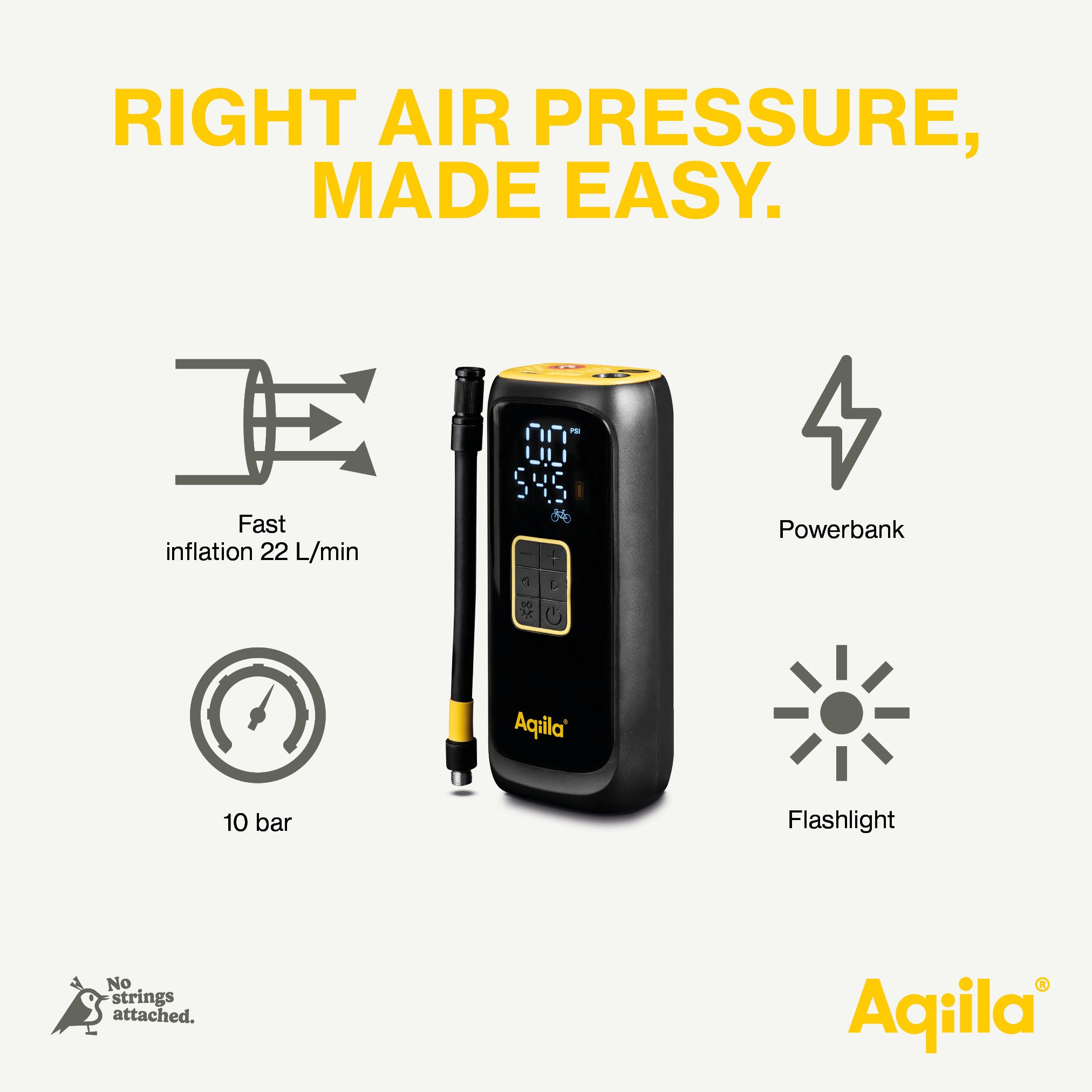 Aqiila Airbird C4 portabel kompressor 4 000 mAh svart