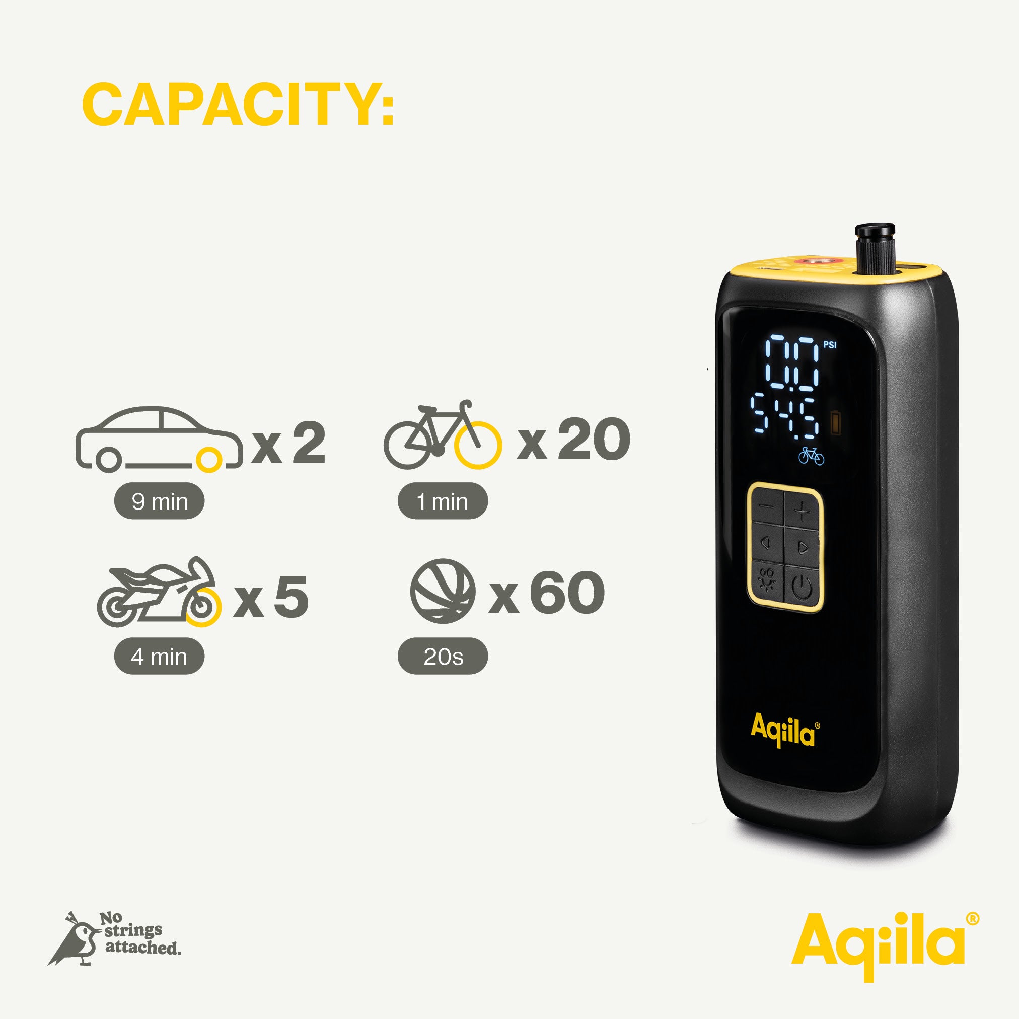 Aqiila Airbird C4 portabel kompressor 4 000 mAh svart