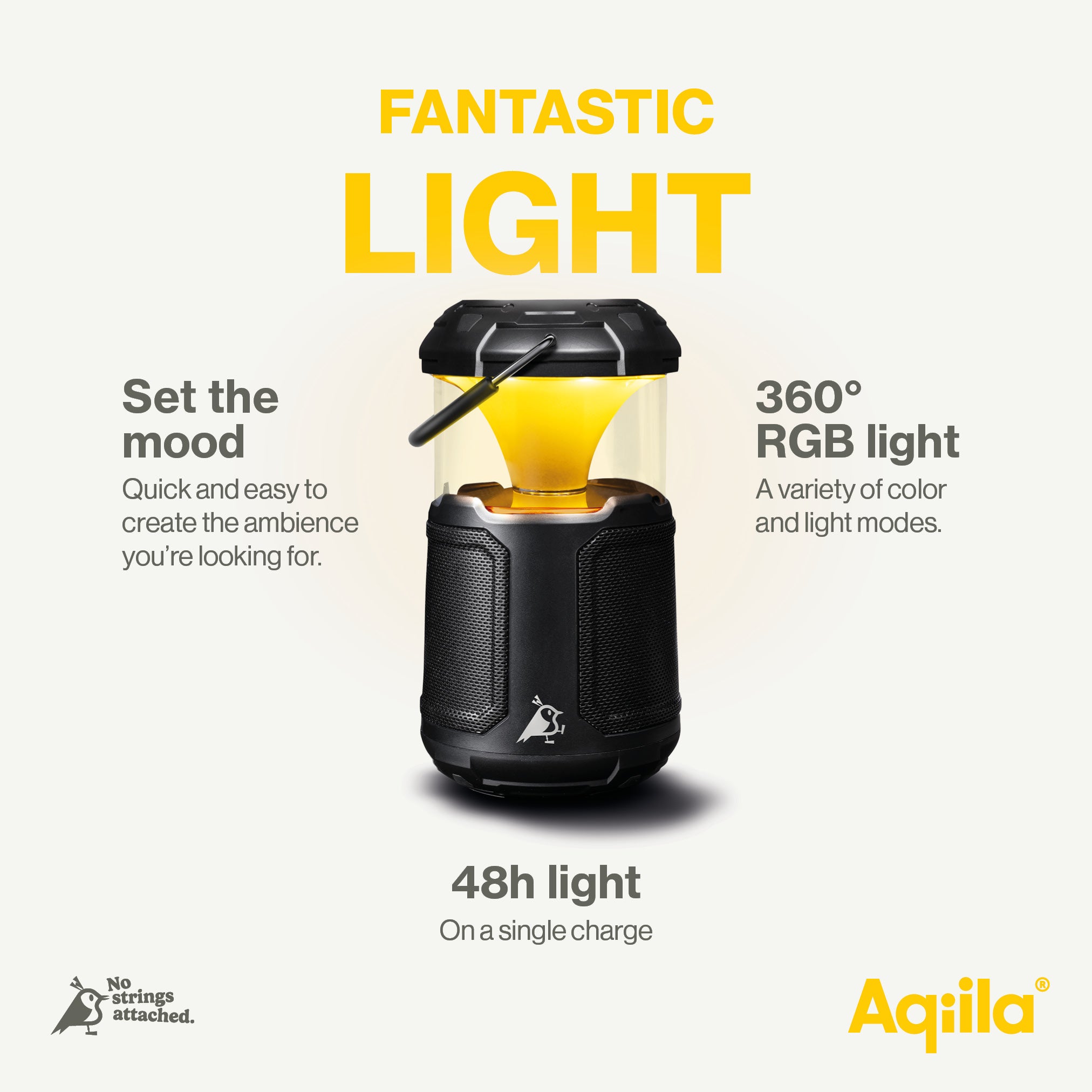 Aqiila Soundbird B10 Dimbar LED-lampa med högtalare 10 000 mAh svart