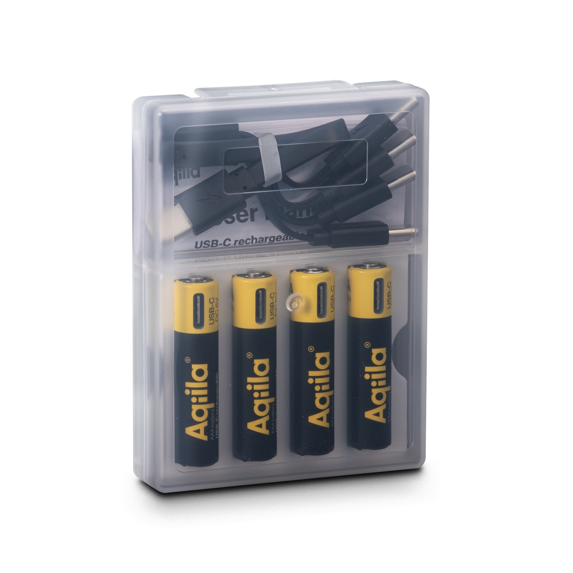 Aqiila Rechargeable USB-C Batteries AAA 600mAh 4-P