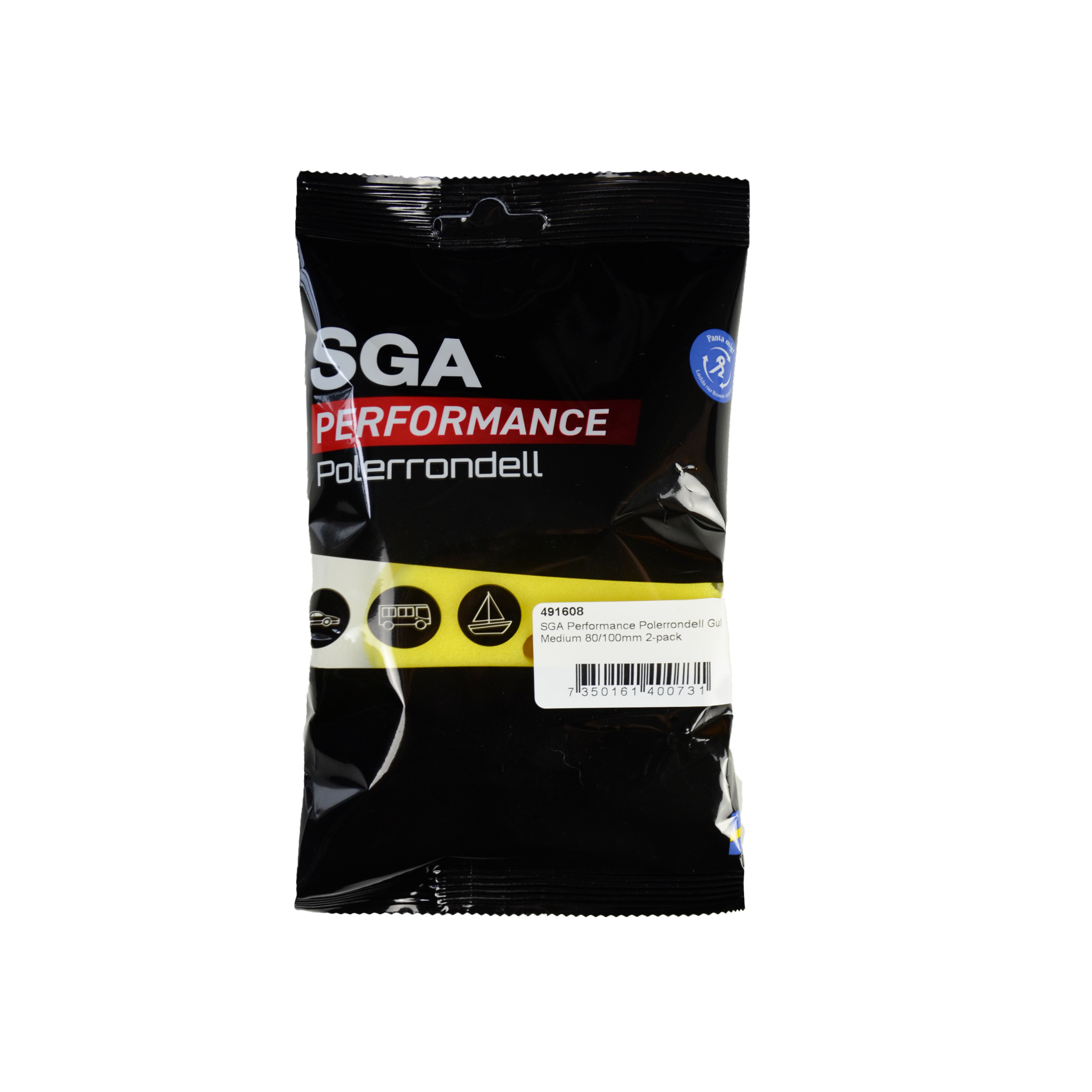 SGA Performance Polerrondell Gul Medium 80/100 mm 2-pack