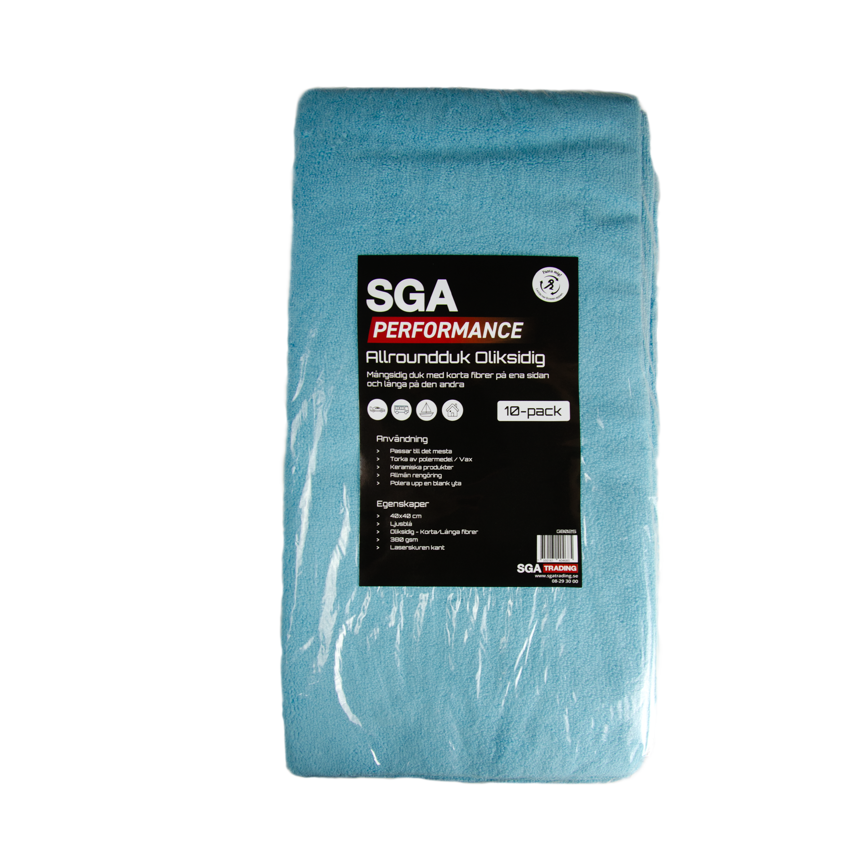 Allround Mikrofiberduk SGA Performance Allroundduk Oliksidig, 10-pack 40x40 cm