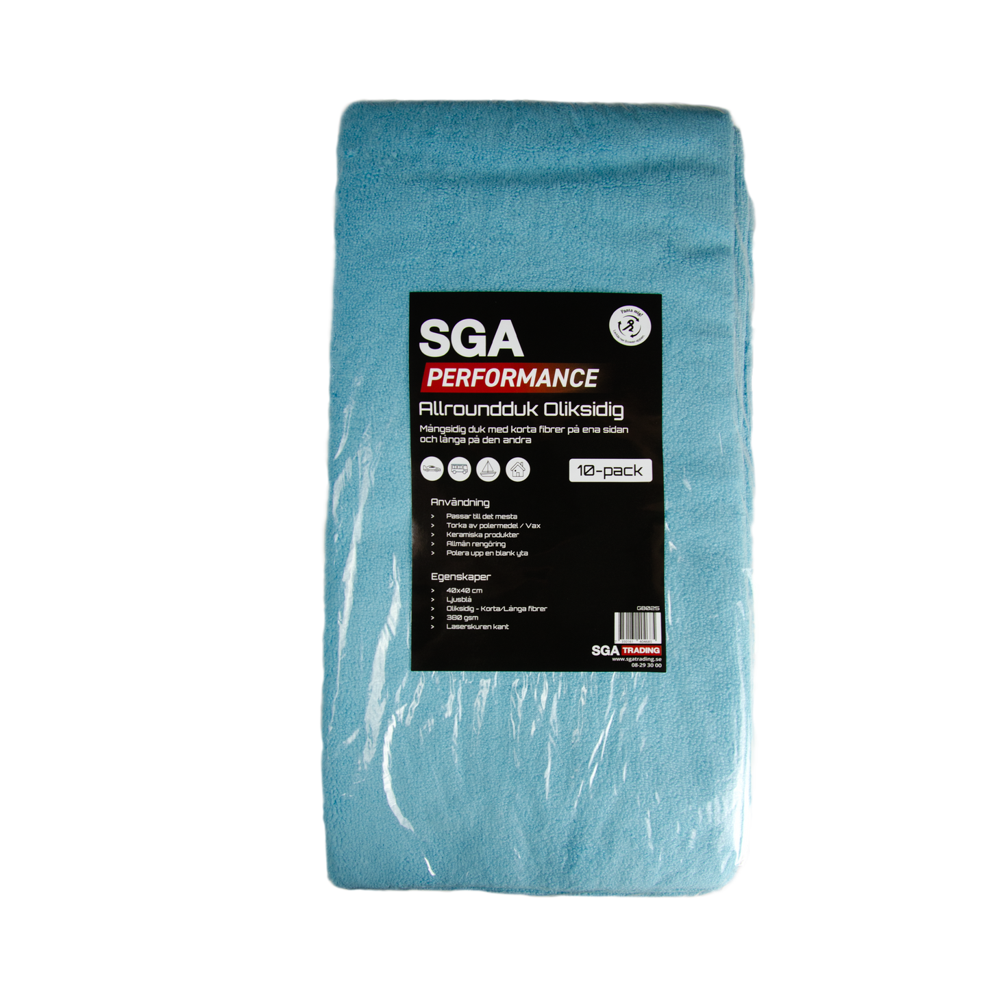 Allround Mikrofiberduk SGA Performance Allroundduk Oliksidig, 10-pack 40x40 cm