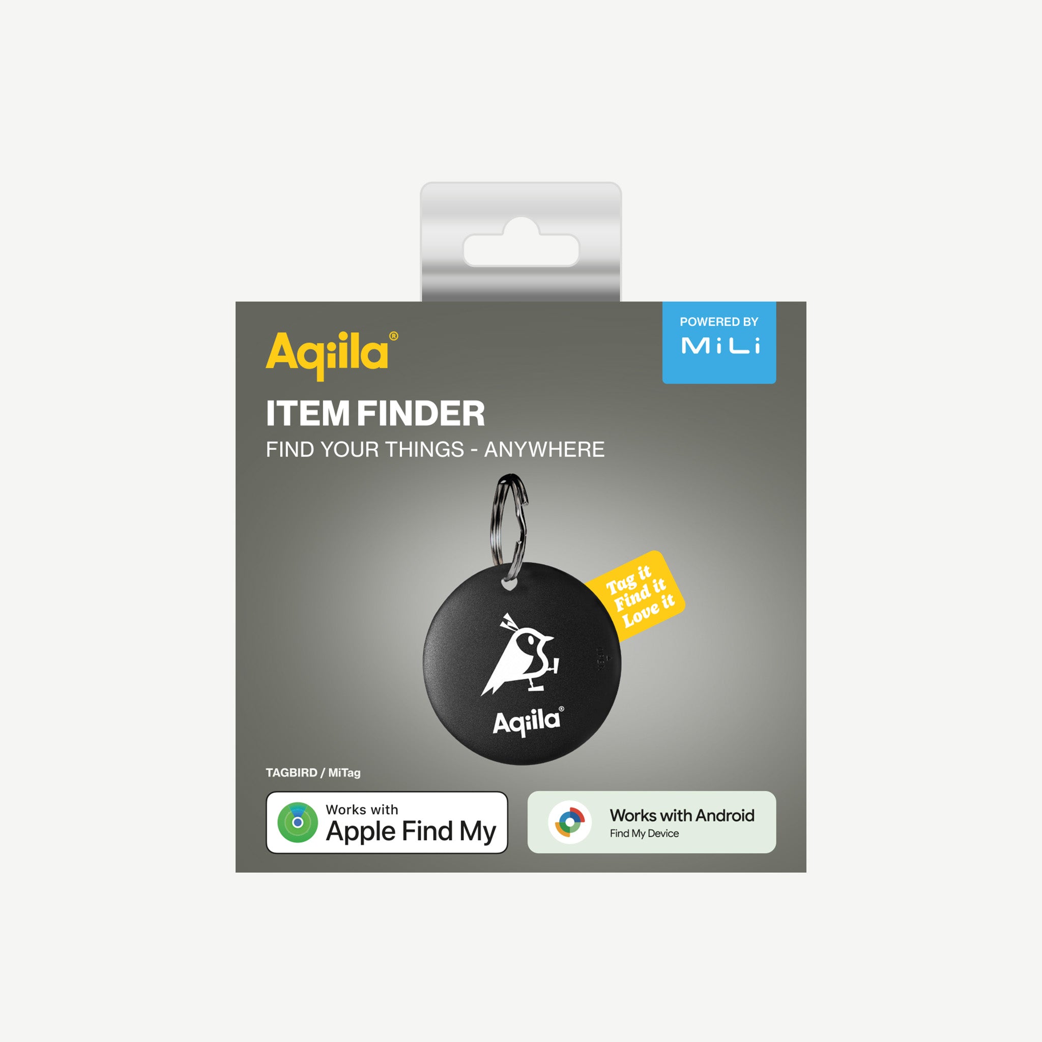Aqiila Tagbird tracker med nyckelring svart