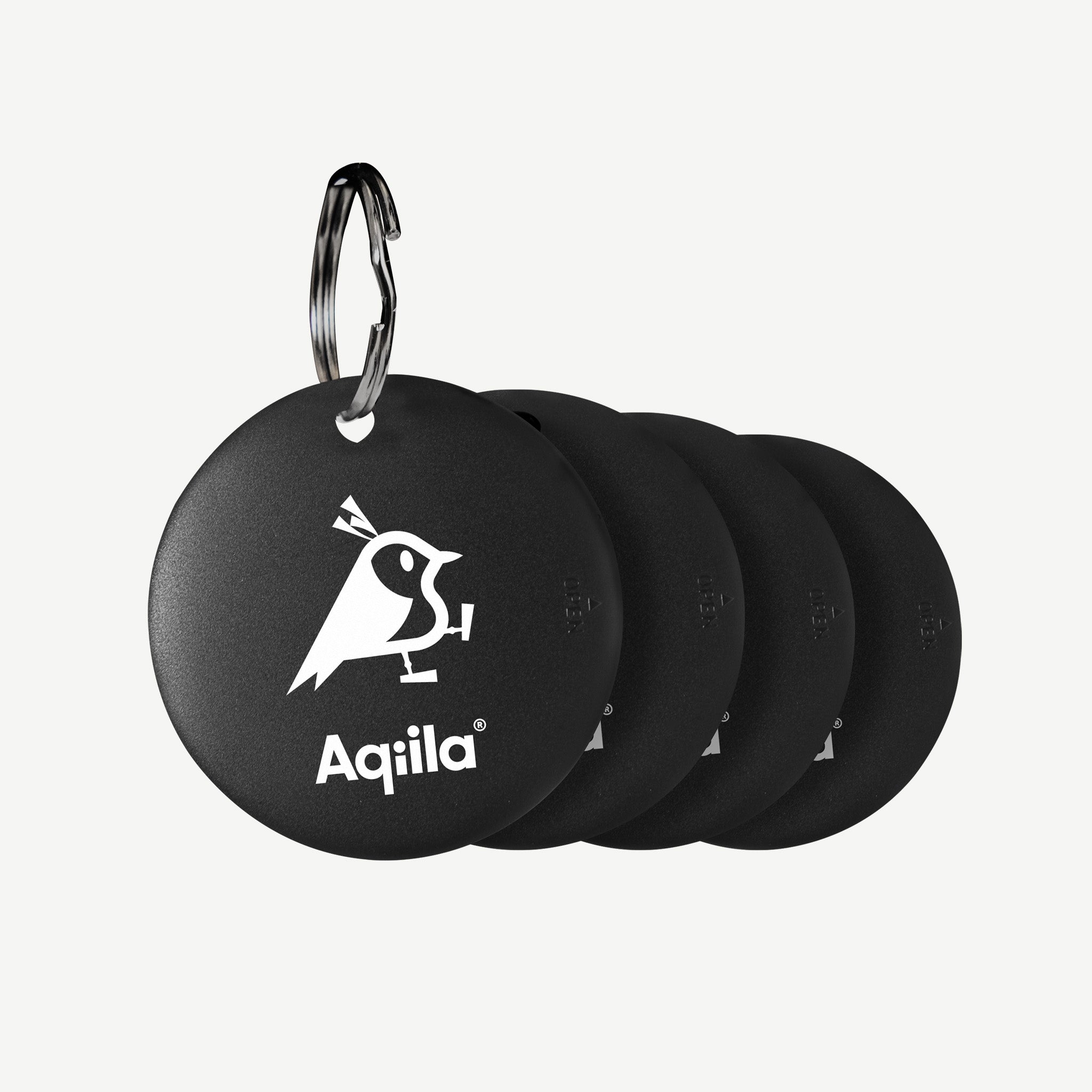 Aqiila Tagbird tracker med nyckelring 4-pack svart