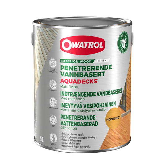 Träolja Owatrol Aquadecks Honung, 5 liter