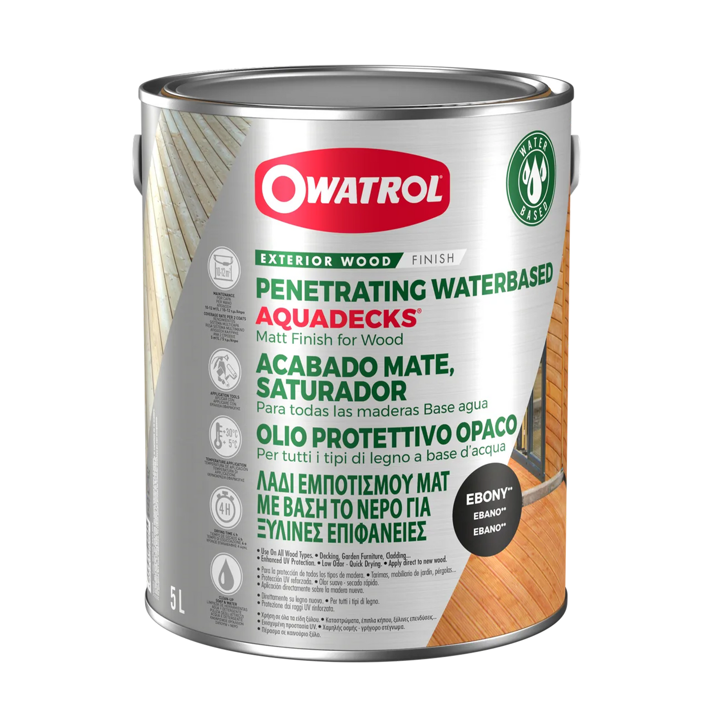 Träolja Owatrol Aquadecks Svart, 5 liter