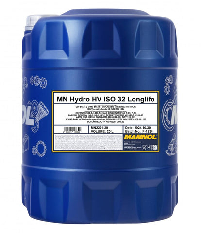 Hydralolja Mannol Hydro HV ISO 32 Longlife, 20 Liter