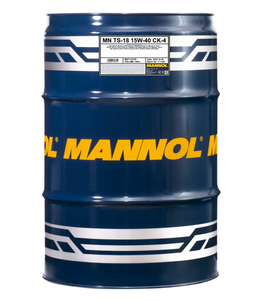 Motorolja Mannol MN7118 15W-40 VDS 4,5 API CK-4 E6 E9, 208 liter